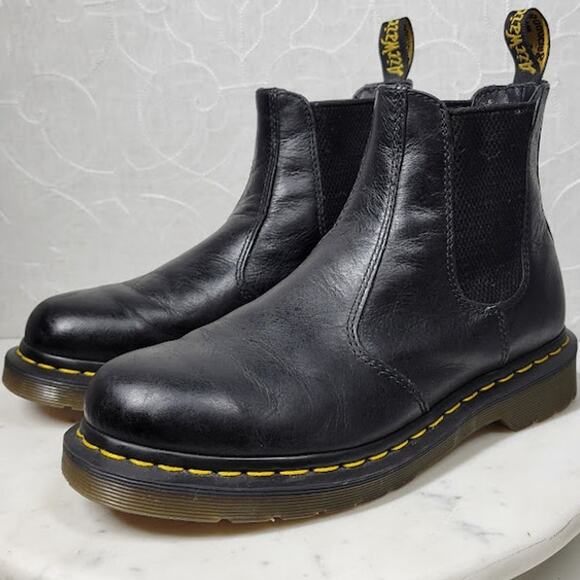 Dr. Martens Nappa Chelsea Boots Womens 7 Mens 6 Black Leather Pull On Airwair - Picture 1 of 15